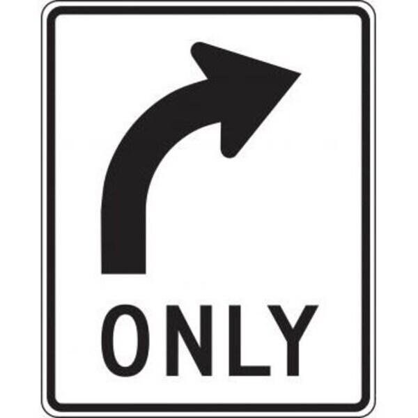 Accuform LANE GUIDANCE SIGN RIGHT TURN ONLY MR35RRA MR35RRA - main